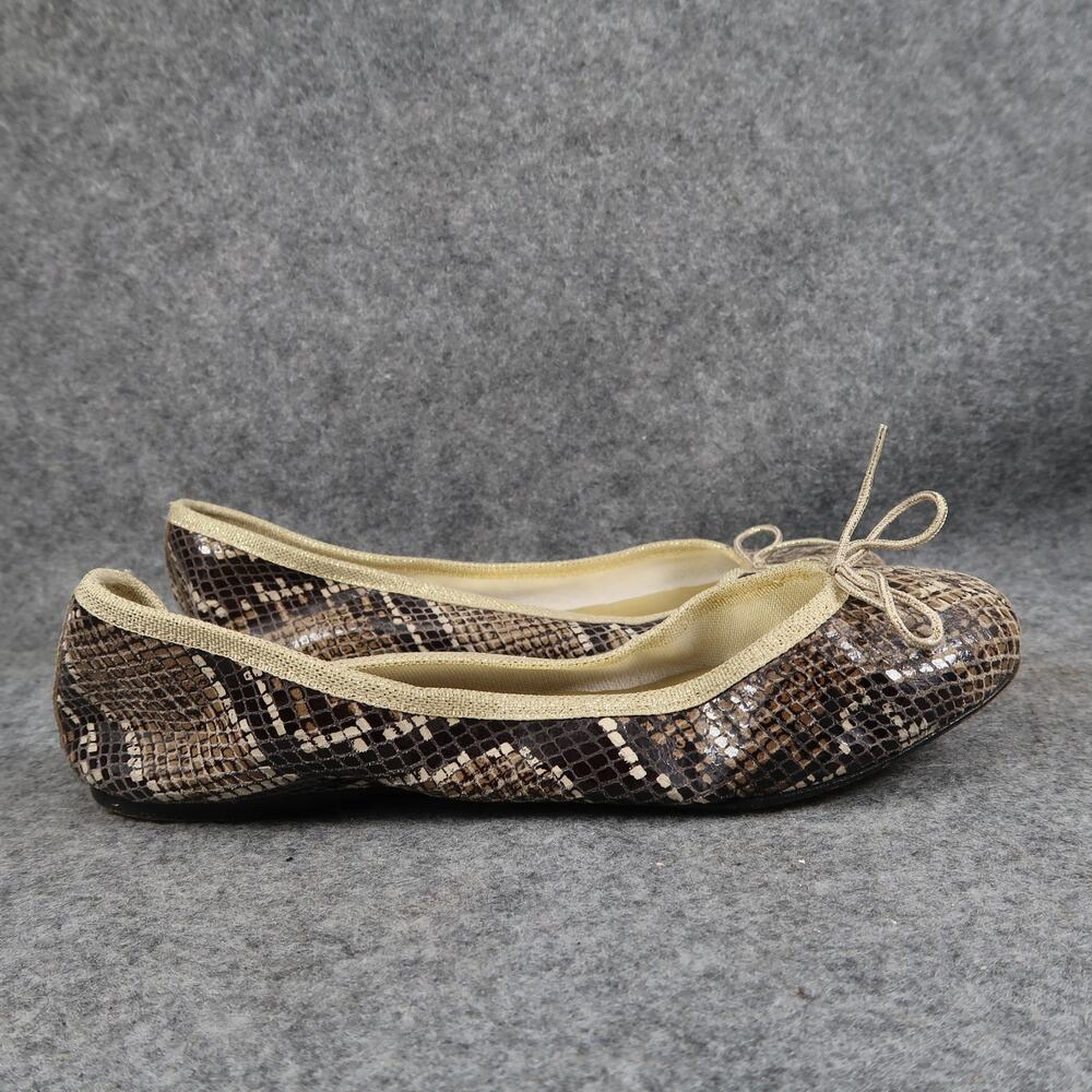 London Sole Shoes Womens 38.5 Ballet Flats Slip On Fashion Snakeskin Bow Classic